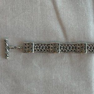 Lois Hill Sterling Silver 925 Toggle Bracelet With Scrollwork Stations